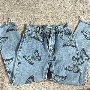 PacSun Light Blue Butterfly Straight Leg Jeans